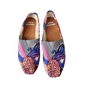 Groove Bags Shoes Mens 7 Womens 8.5W Slip On Flats Comfort Fabric Science Math